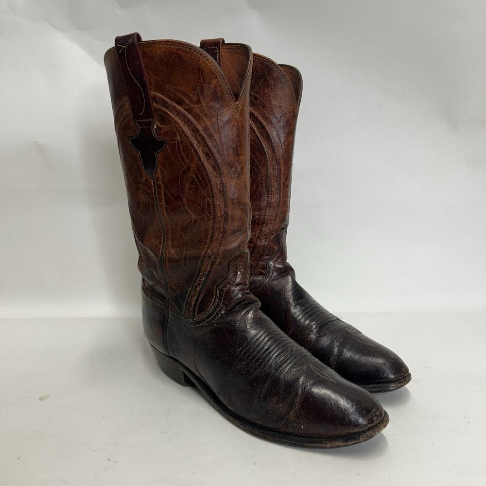 Vintage Lucchese Western Cowboy Boots Goat “Brown”